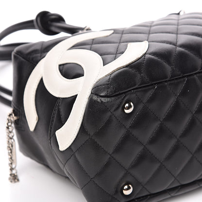 Chanel Calfskin Quilted Large Cambon Bowler Black White 9 of 13