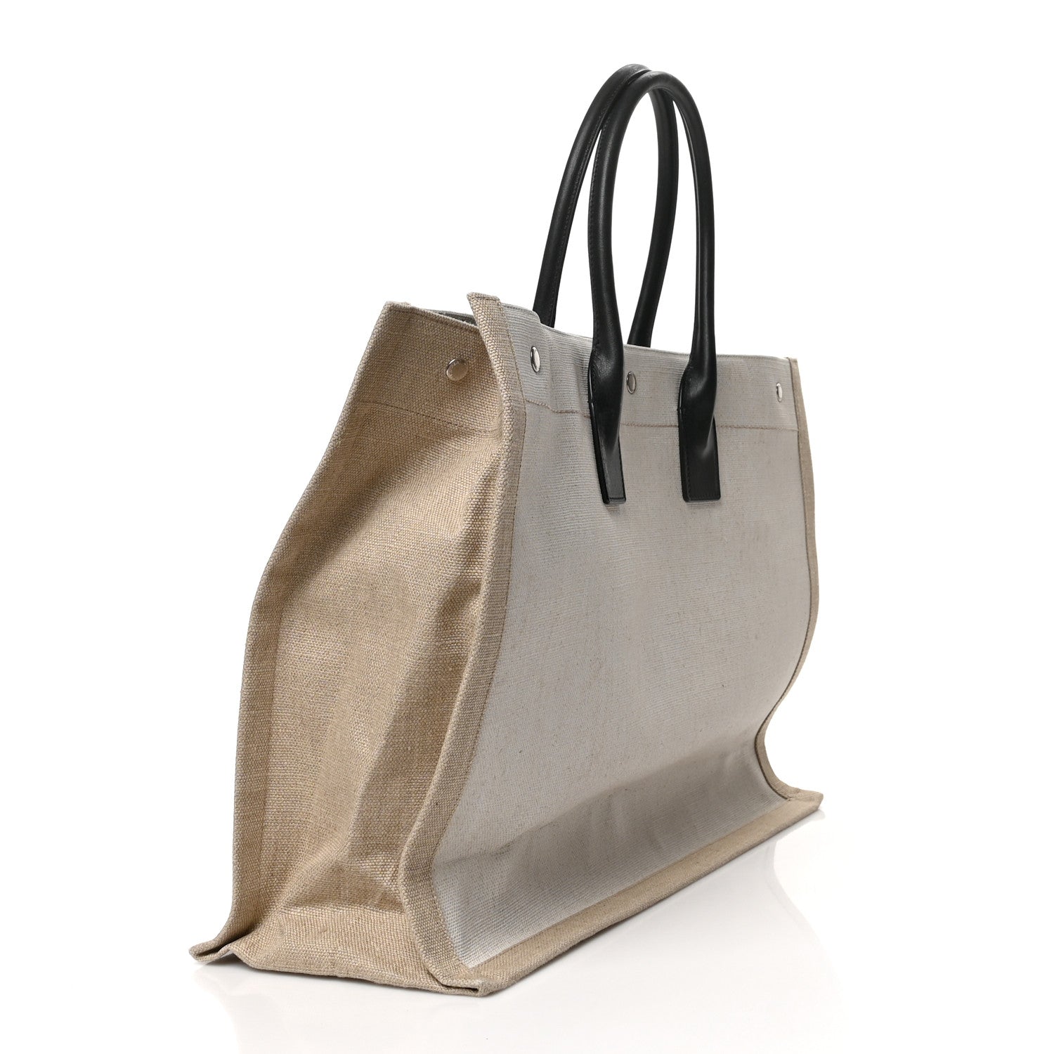 Saint Laurent Linen Calfskin Rive Gauche Tote Optic White 3 of 6