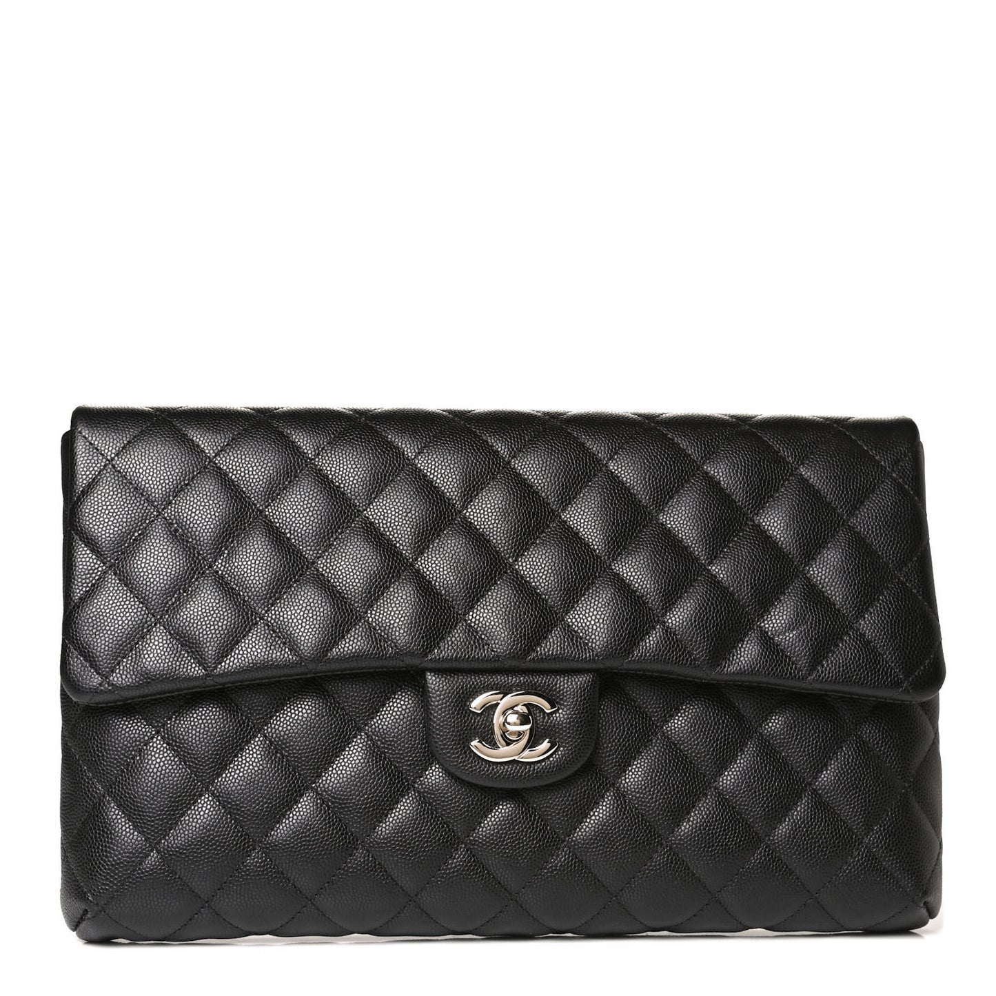 Caviar Quilted Flap Clutch Black