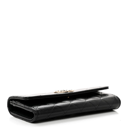 Chanel Caviar Quilted Crystal CC Large Gusset Flap Wallet Black 4 of 9