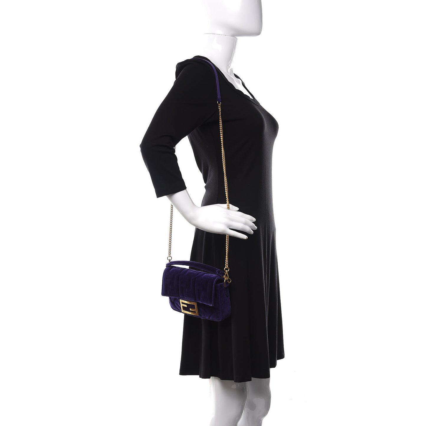 Velluto FF Embossed Mini Baguette Viola Plus