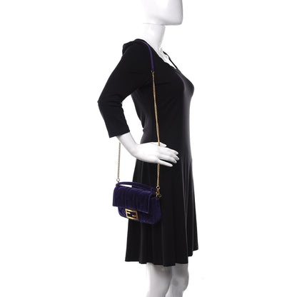 Fendi Velluto FF Embossed Mini Baguette Viola Plus 2 of 13