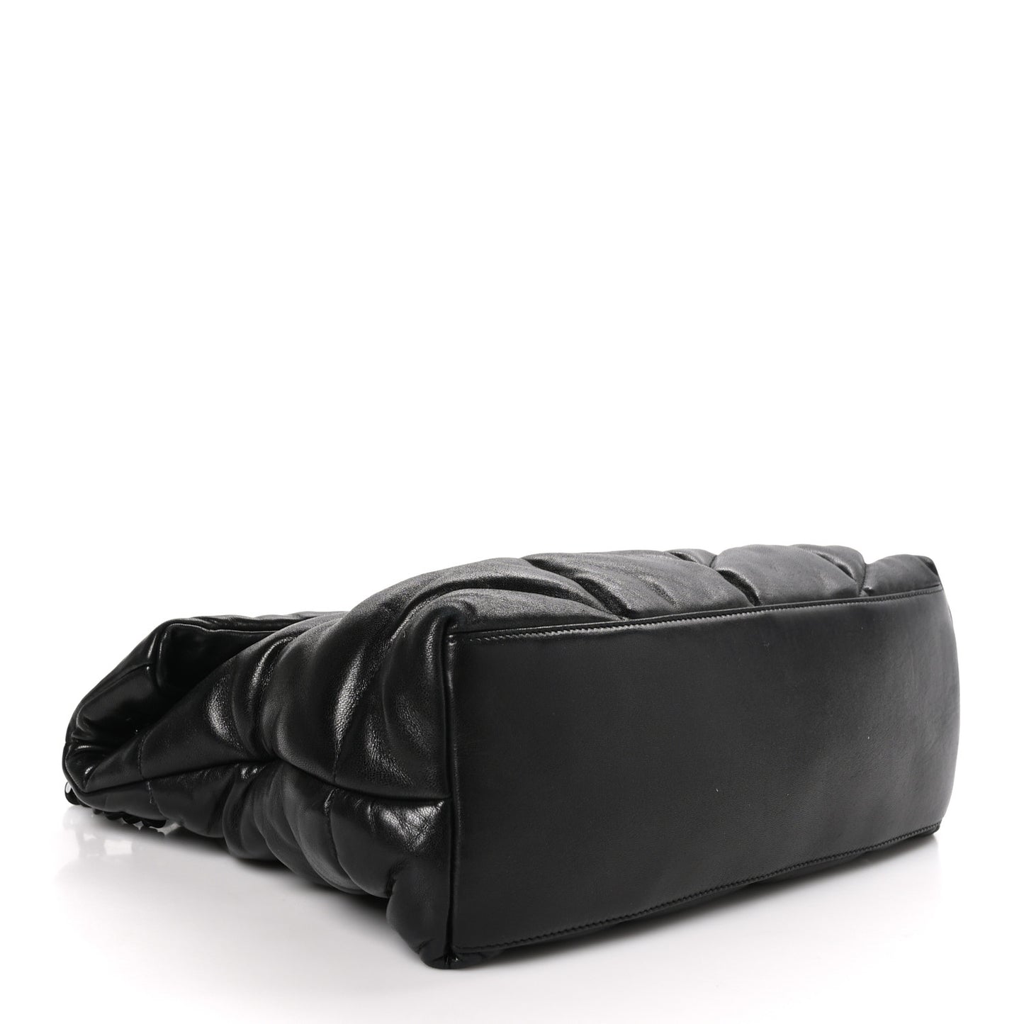 SAINT LAURENT Lambskin Quilted Monogram Monochrome Medium Loulou Puffer Chain Satchel Black