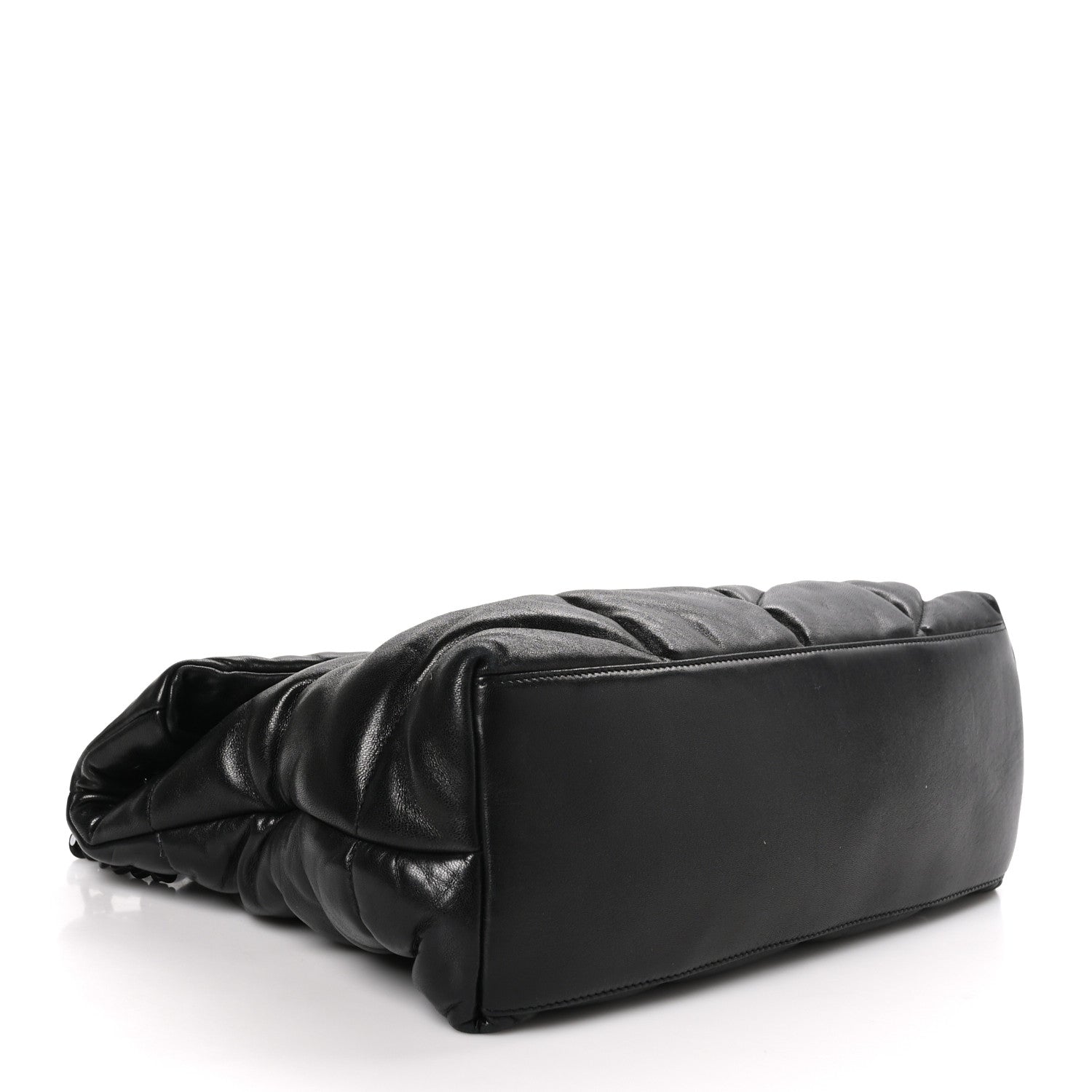 Saint Laurent SAINT LAURENT Lambskin Quilted Monogram Monochrome Medium Loulou Puffer Chain Satchel Black 4 of 11