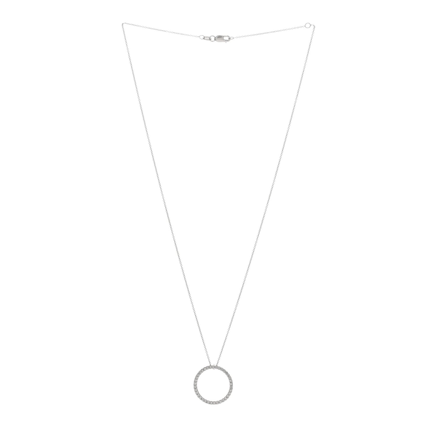 18K White Gold Diamond Medium Tiny Treasures Circle Pendant Necklace