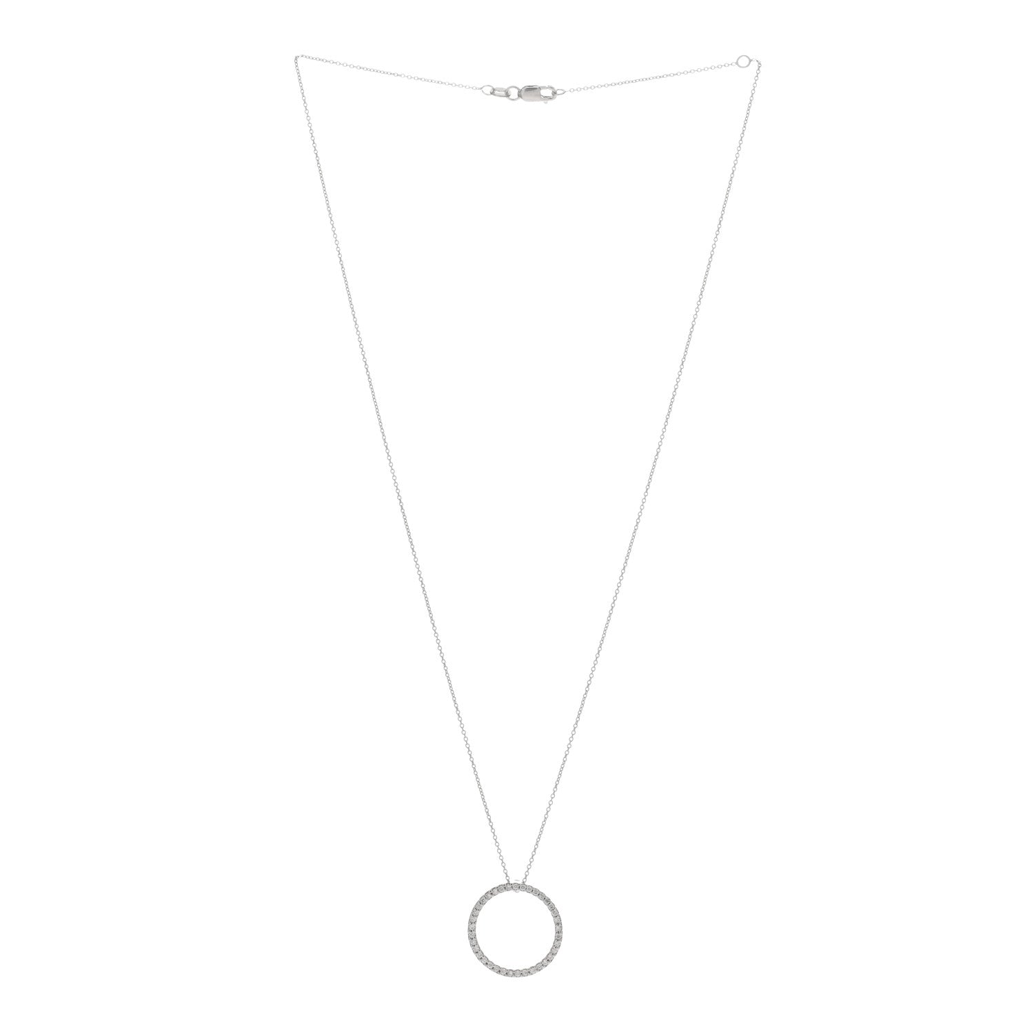 Roberto Coin 18K White Gold Diamond Medium Tiny Treasures Circle Pendant Necklace 2 of 4