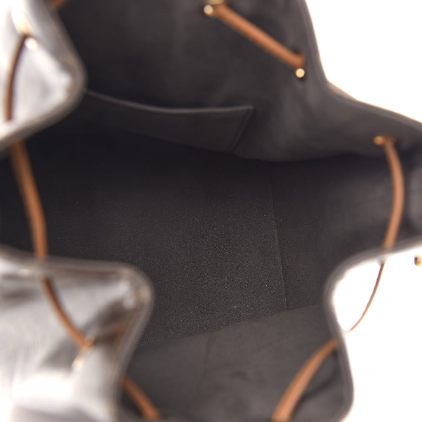 Glazed Fabric Vitello Grace F is Fendi FF 1974 Stamp Patch Grande Mon Tresor Bucket Bag Mogano Panna Nocciola