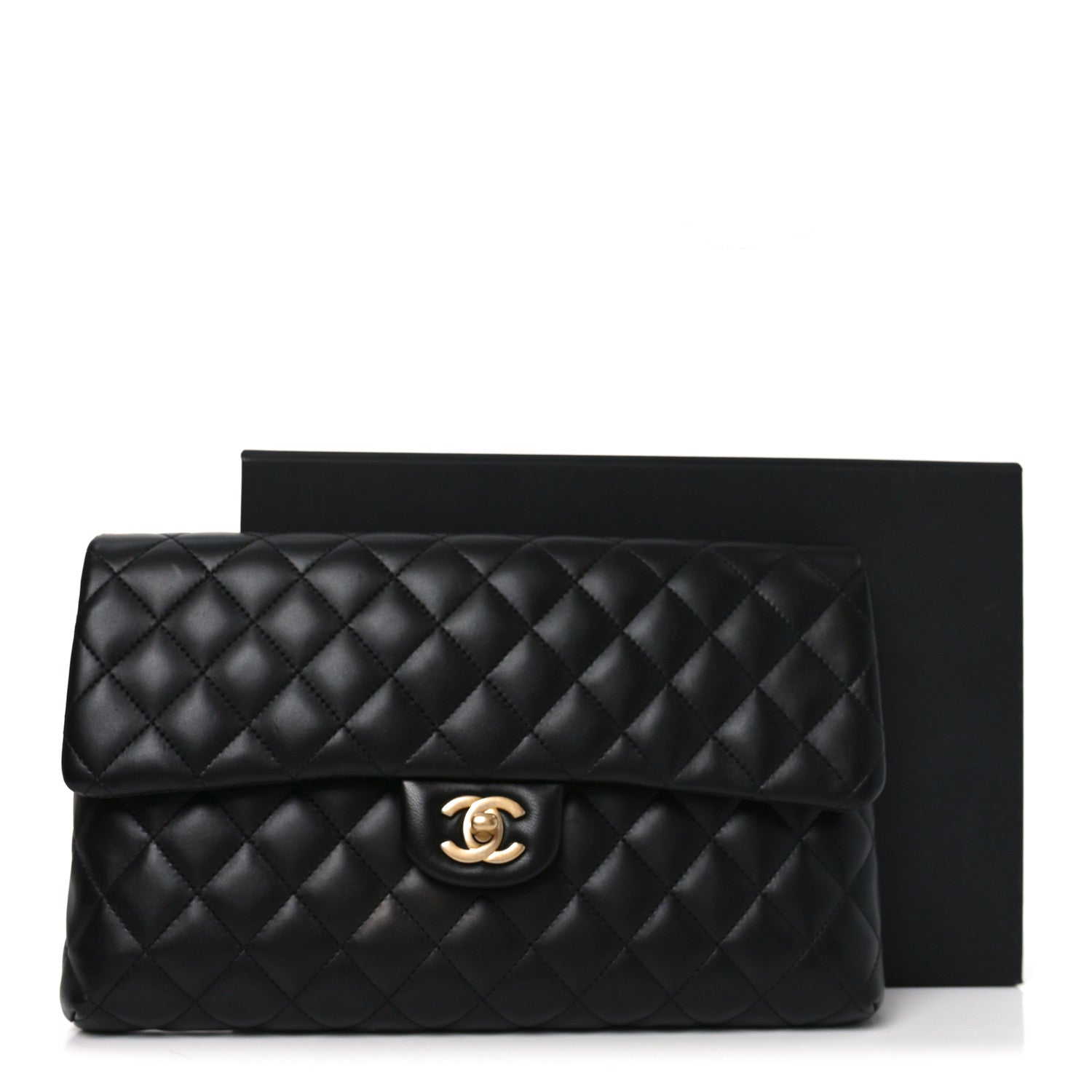 Chanel Lambskin Quilted Flap Clutch Black 10 of 10