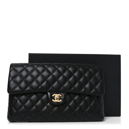 Chanel Lambskin Quilted Flap Clutch Black 10 of 10