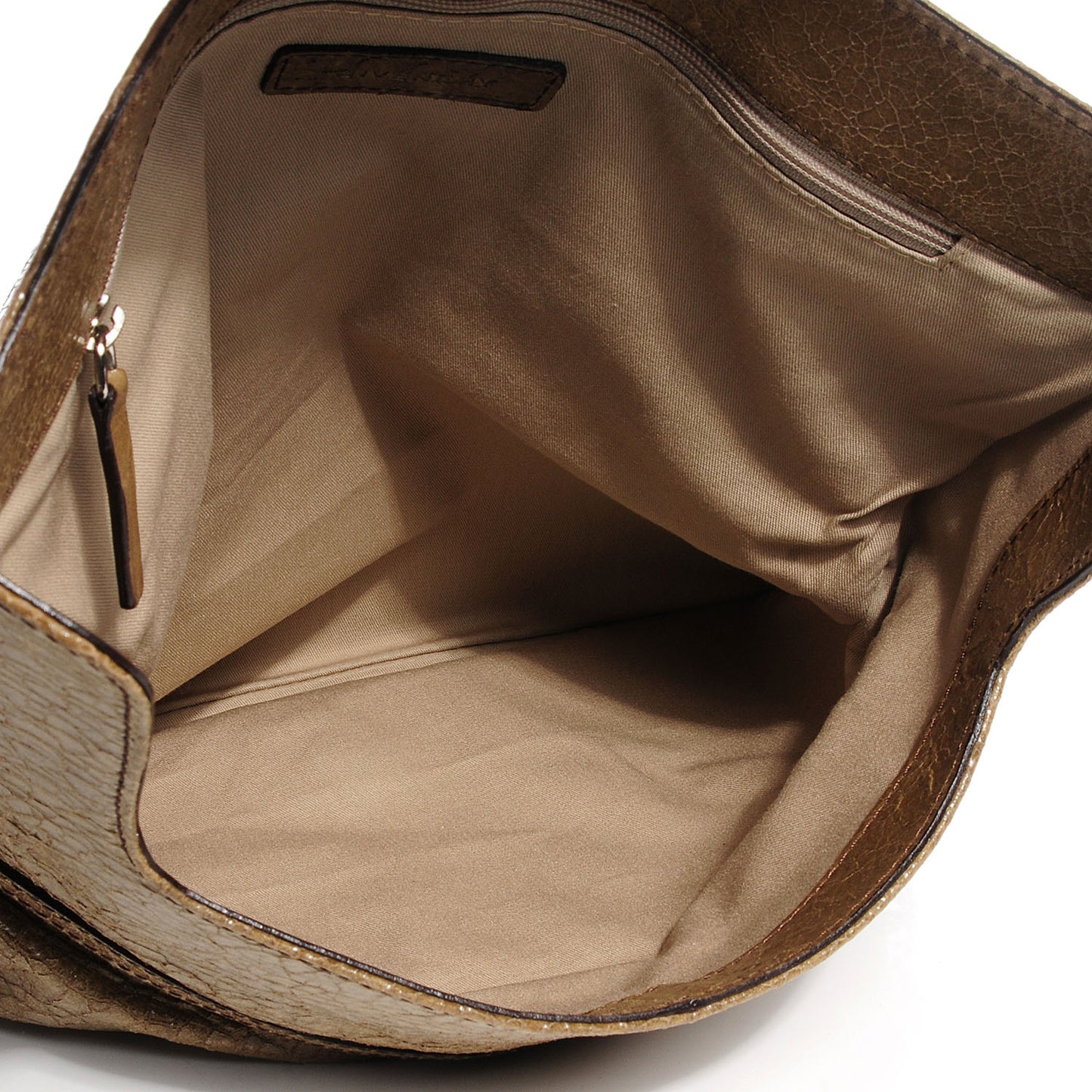 Crackled Calfskin Envelope Folded Clutch Light Brown