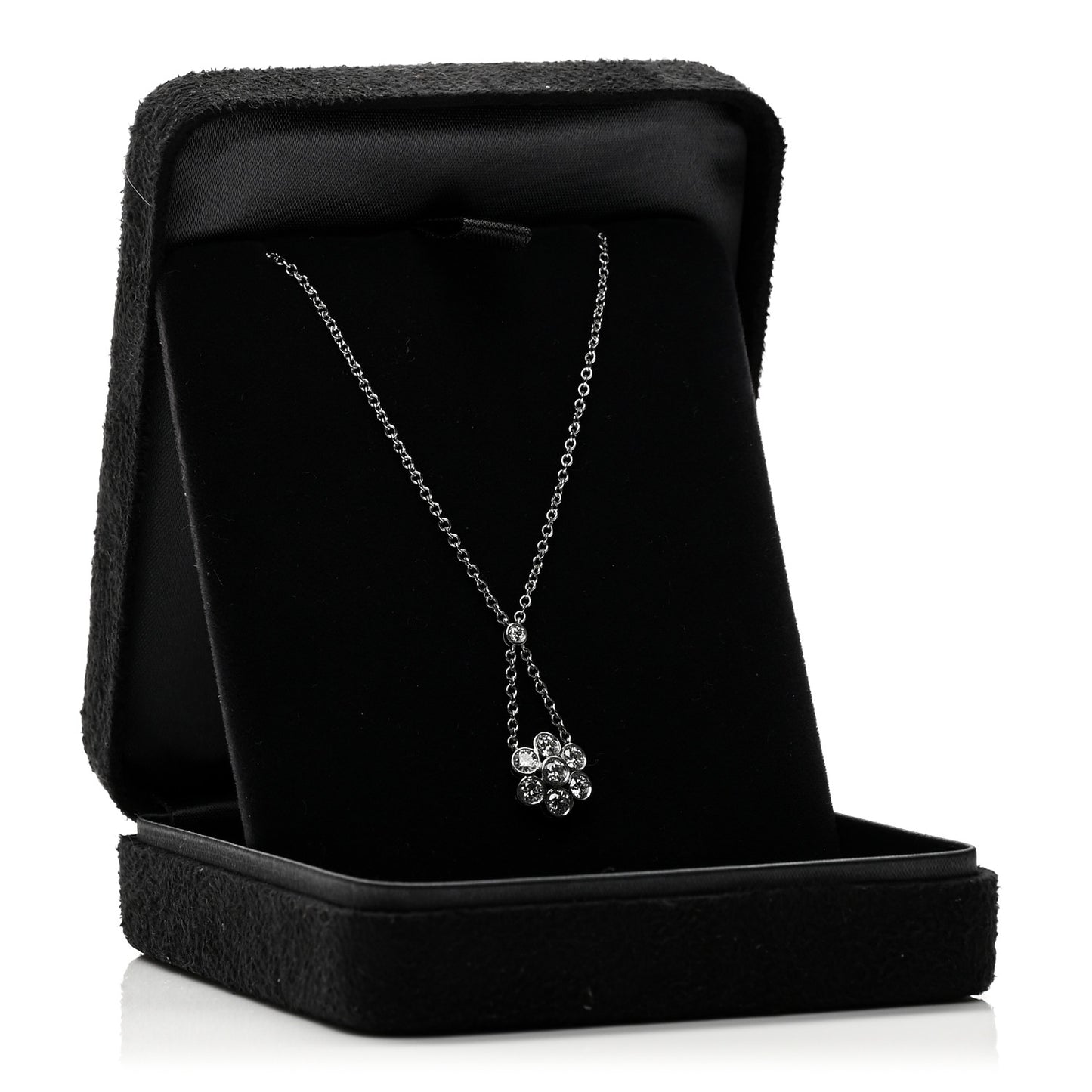 Platinum Diamond Swing Flower Drop Pendant Necklace