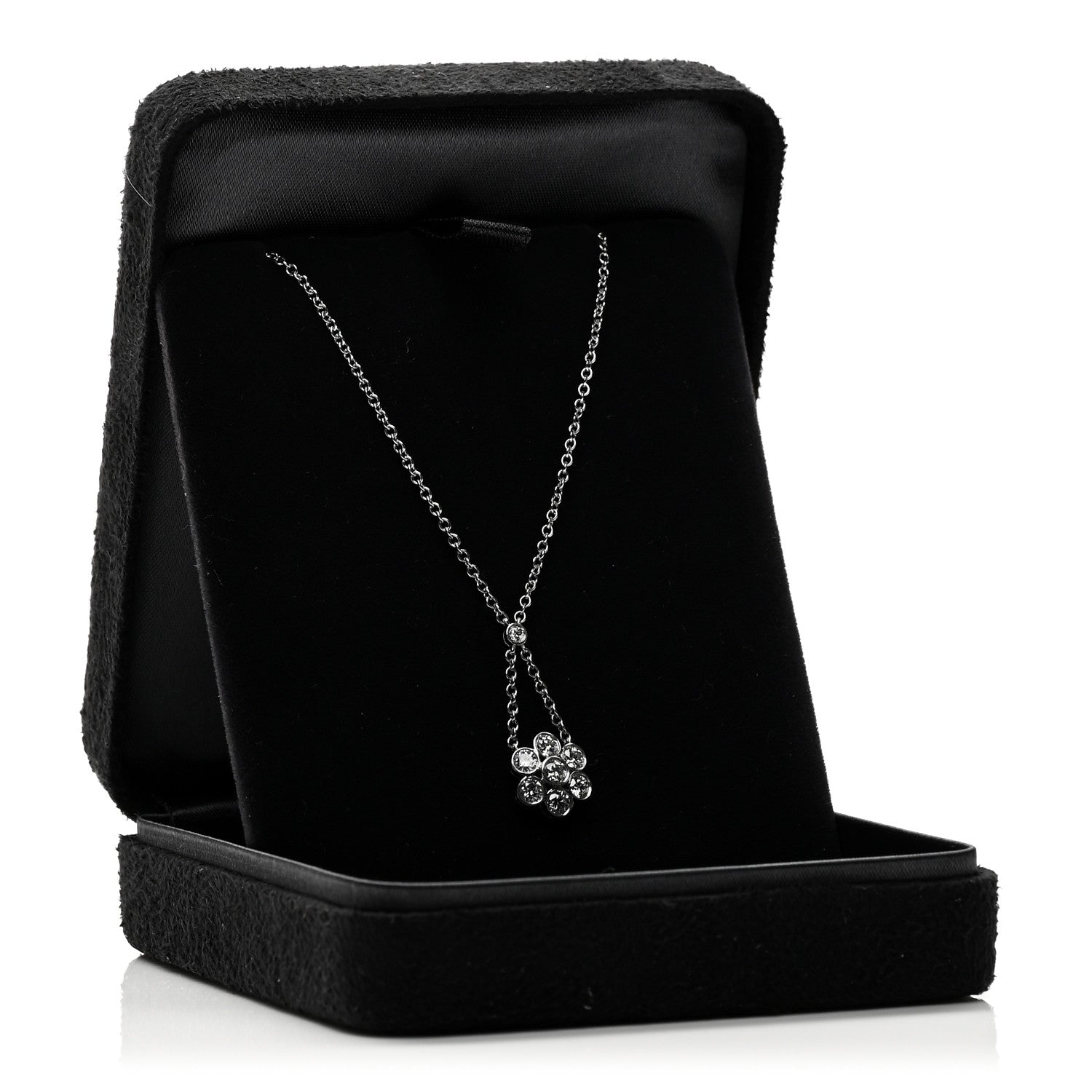 Tiffany Platinum Diamond Swing Flower Drop Pendant Necklace 5 of 5