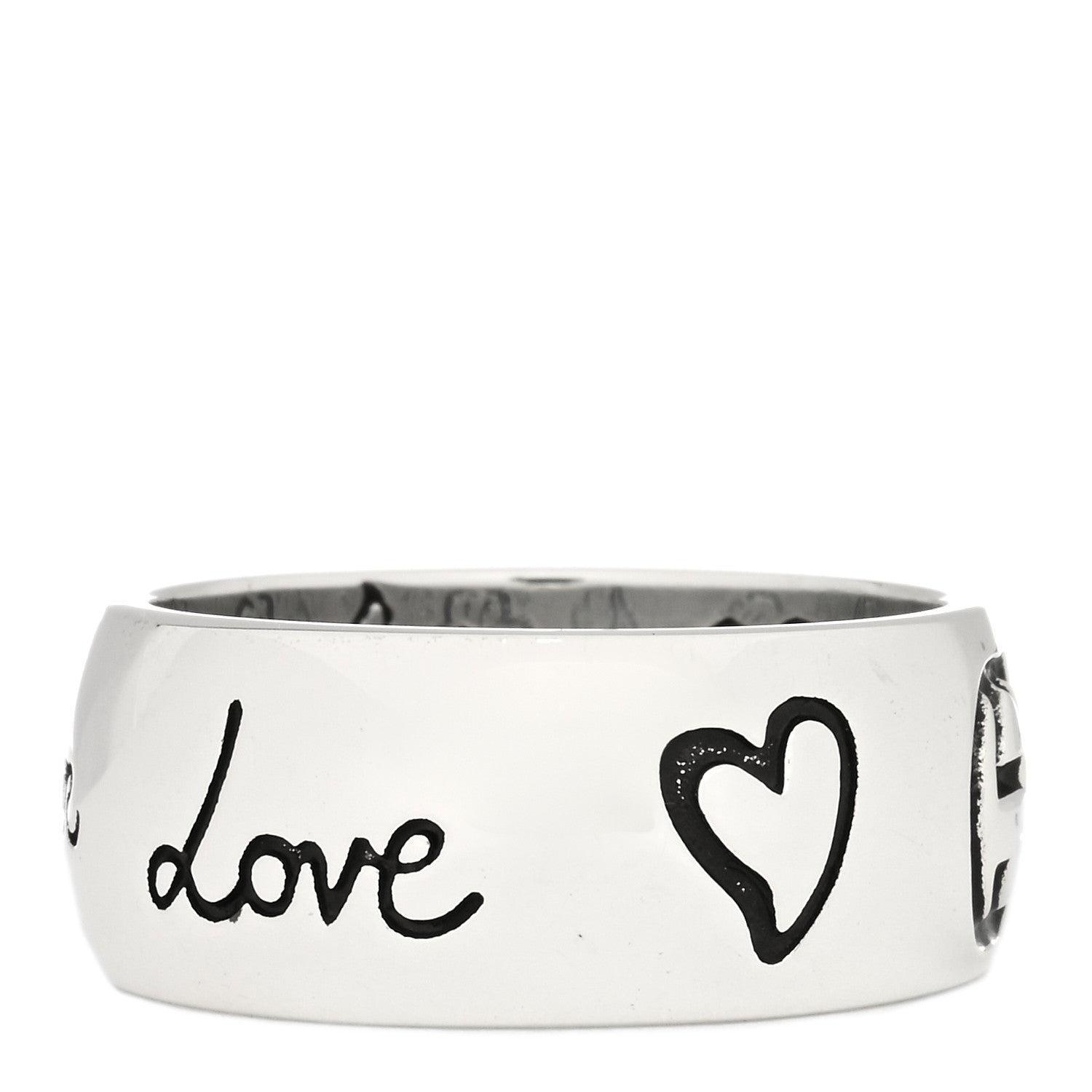 Gucci Sterling Silver Wide Blind for Love Band Ring 55 7.25 2 of 4