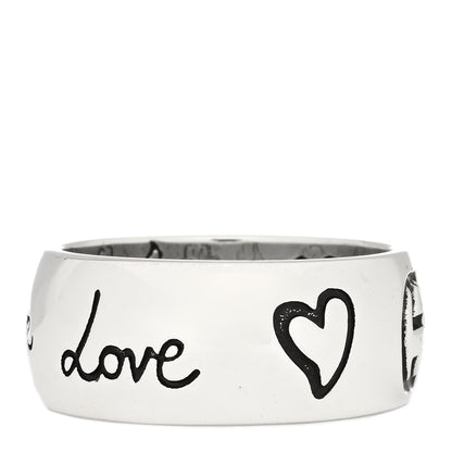 Gucci Sterling Silver Wide Blind for Love Band Ring 55 7.25 2 of 4