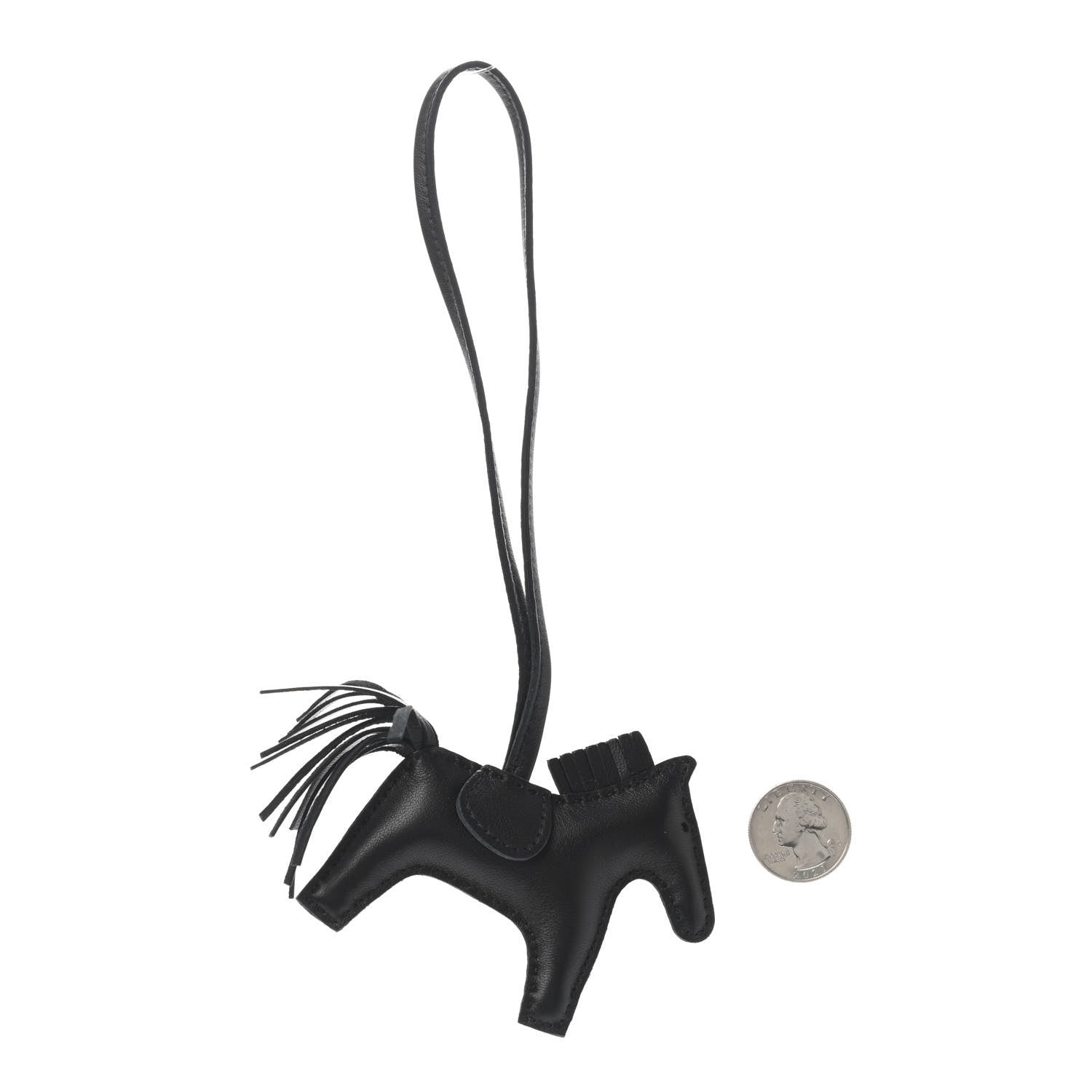 Hermes Milo Lambskin Grigri Rodeo Horse Bag Charm PM So Black 2 of 4