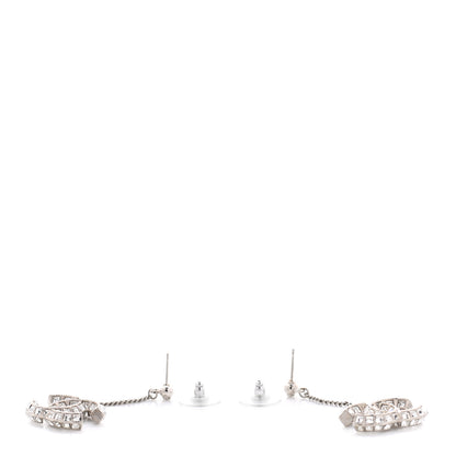 Chanel Baguette Crystal CC Drop Earrings Silver 3 of 3