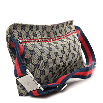 Gucci GG Monogram Web Double Pocket Belt Bag Navy Red 2 of 12