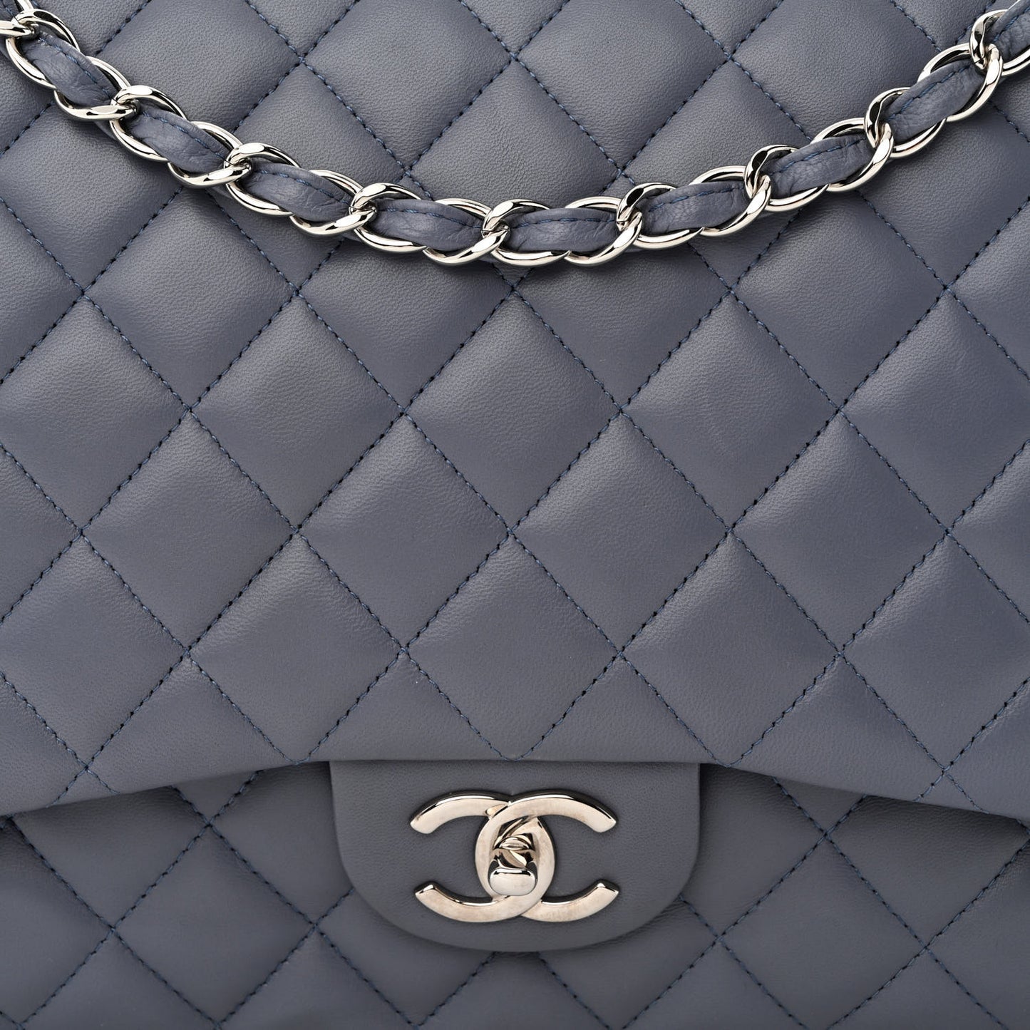 Lambskin Quilted Maxi Double Flap Light Purple