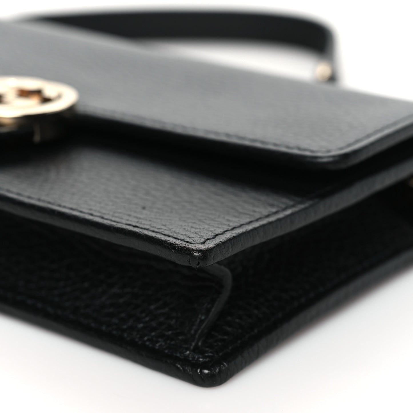 Dollar Calfskin Interlocking G Chain Wallet Black