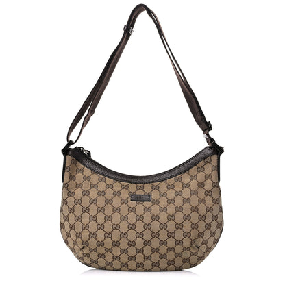 Gucci Monogram Medium Half Moon Hobo Dark Brown 1 of 16