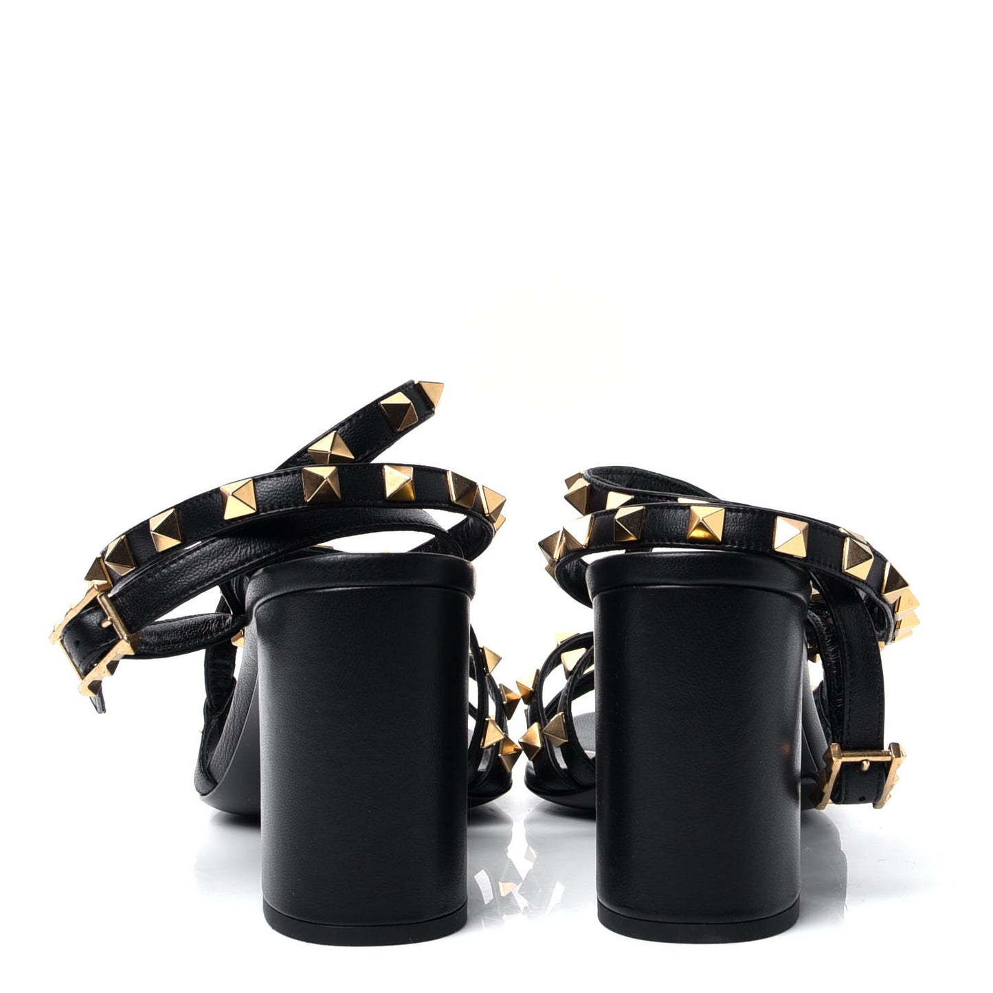 Nappa Rockstud Flair Ankle Wrap 80mm Sandals 36.5 Black