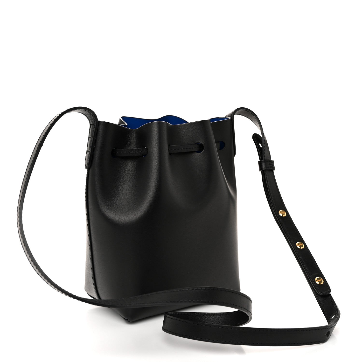 Mansur Gavriel Calfskin Mini Mini Bucket Bag Black Royal Blu 3 of 11