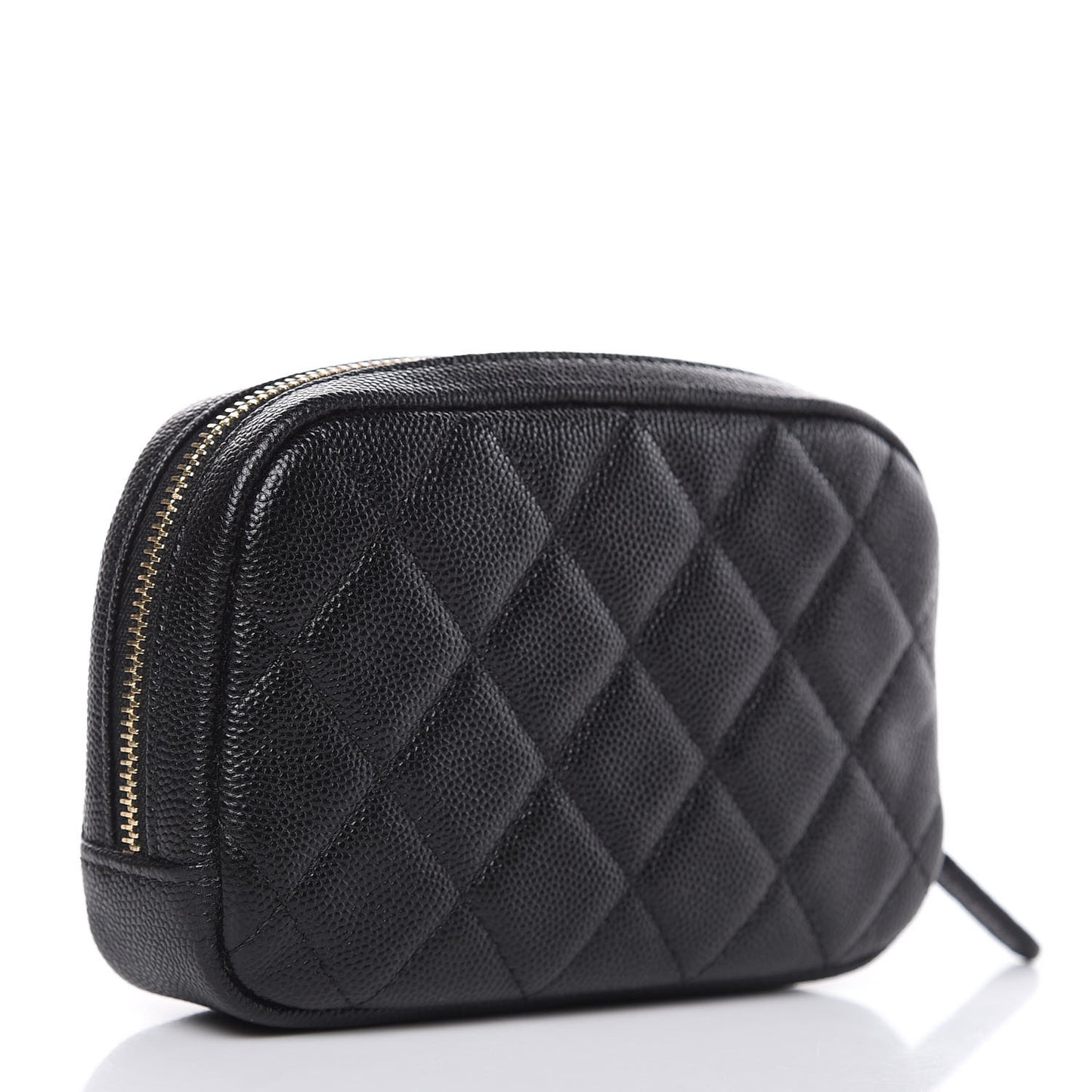 Caviar Quilted Small Curvy Pouch Cosmetic Case Black