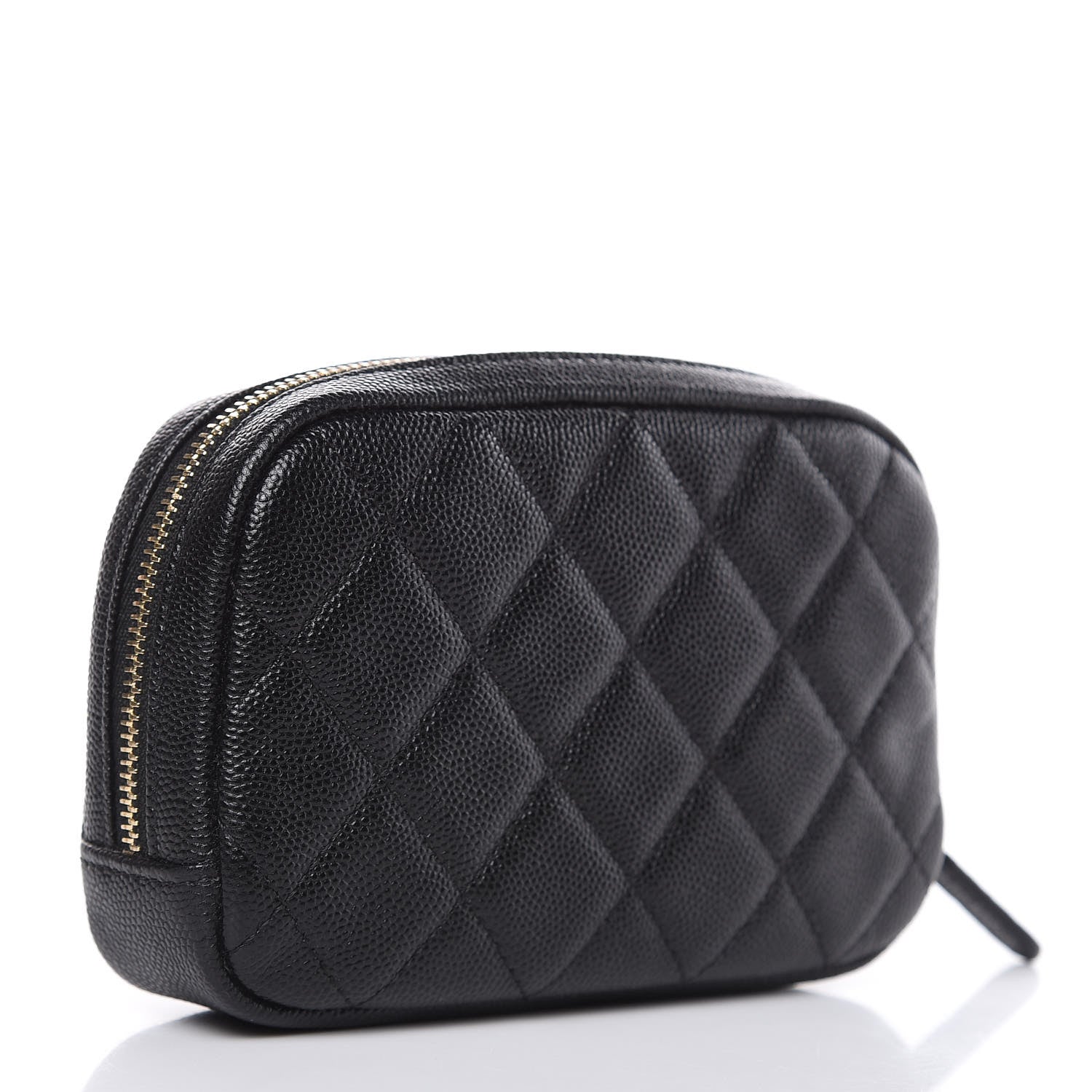 Chanel Caviar Quilted Small Curvy Pouch Cosmetic Case Black 3 of 10