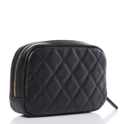 Chanel Caviar Quilted Small Curvy Pouch Cosmetic Case Black 3 of 10