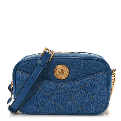 Versace Denim Quilted La Medusa Camera Bag Blue 1 of 10