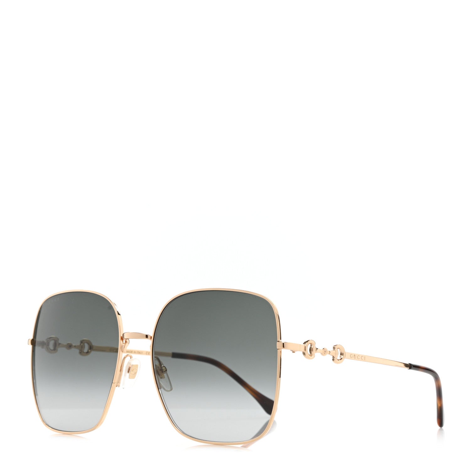 Gucci Metal Horsebit Square Frame Sunglasses GG0879S Gold 1 of 8