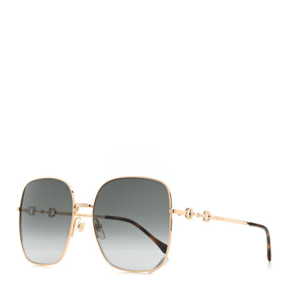 Gucci Metal Horsebit Square Frame Sunglasses GG0879S Gold 1 of 8