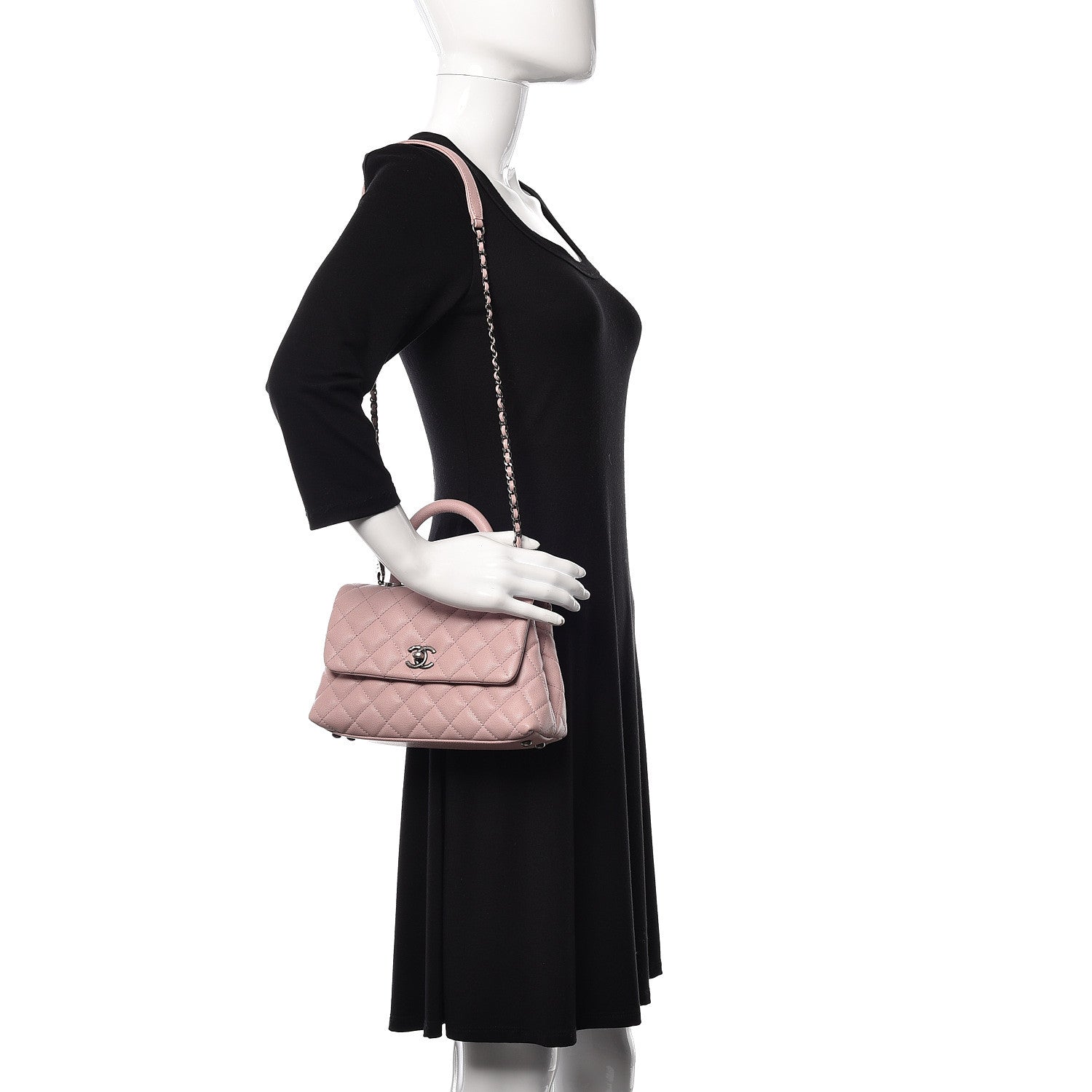 Chanel Caviar Quilted Mini Coco Handle Flap Pink 2 of 11