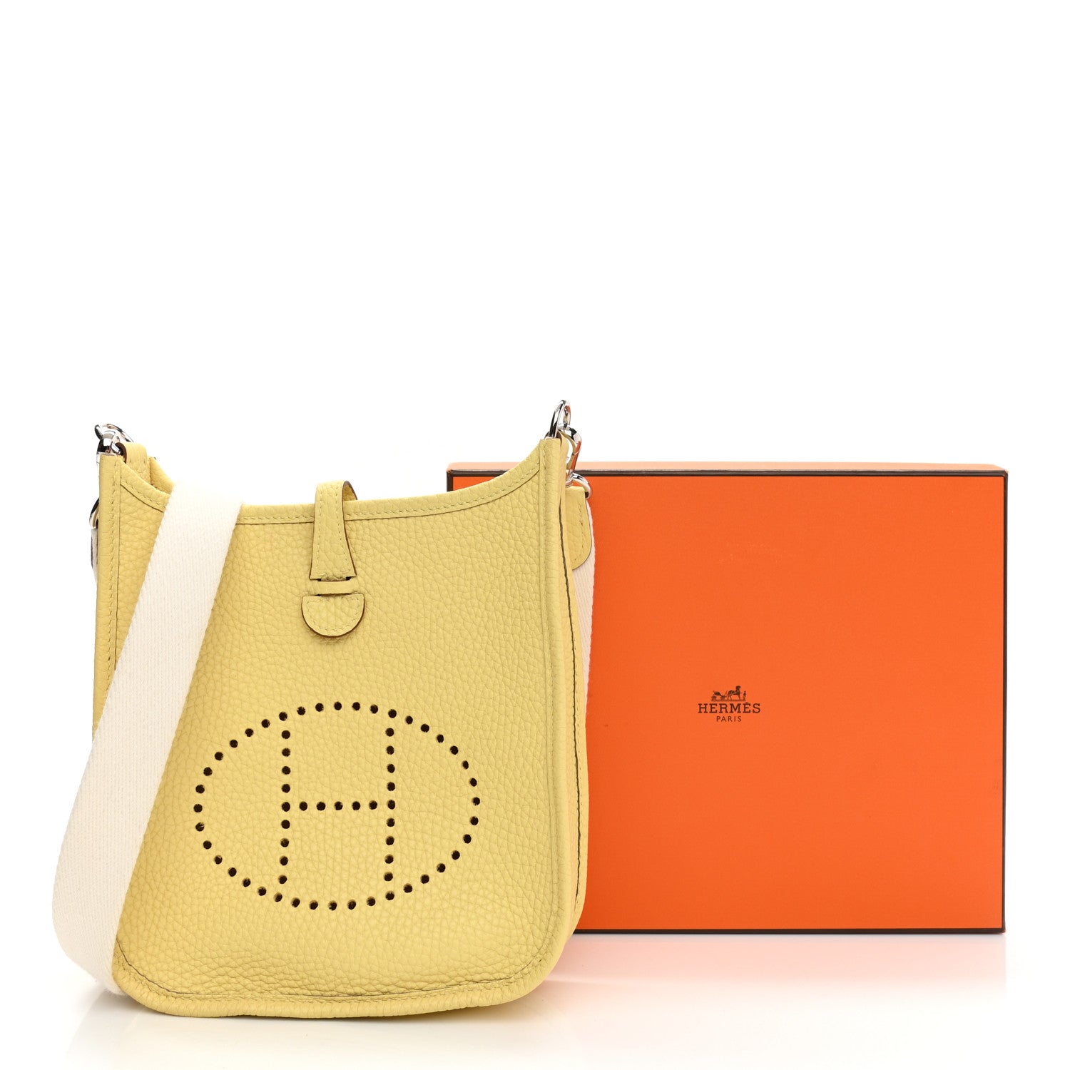 Hermes Taurillon Clemence Amazone Evelyne TPM Jaune Poussin Craie 9 of 9