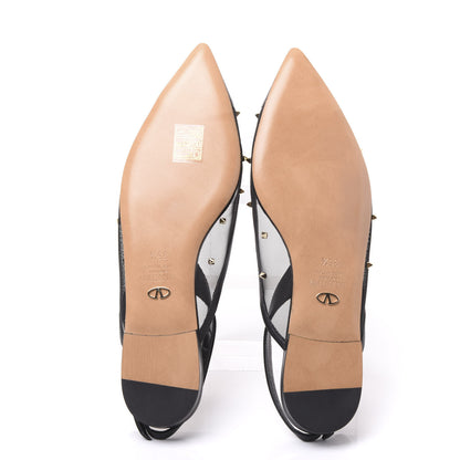 Valentino Garavani Mesh Shining Rockstud Slingback Flats 35.5 Black 5 of 8