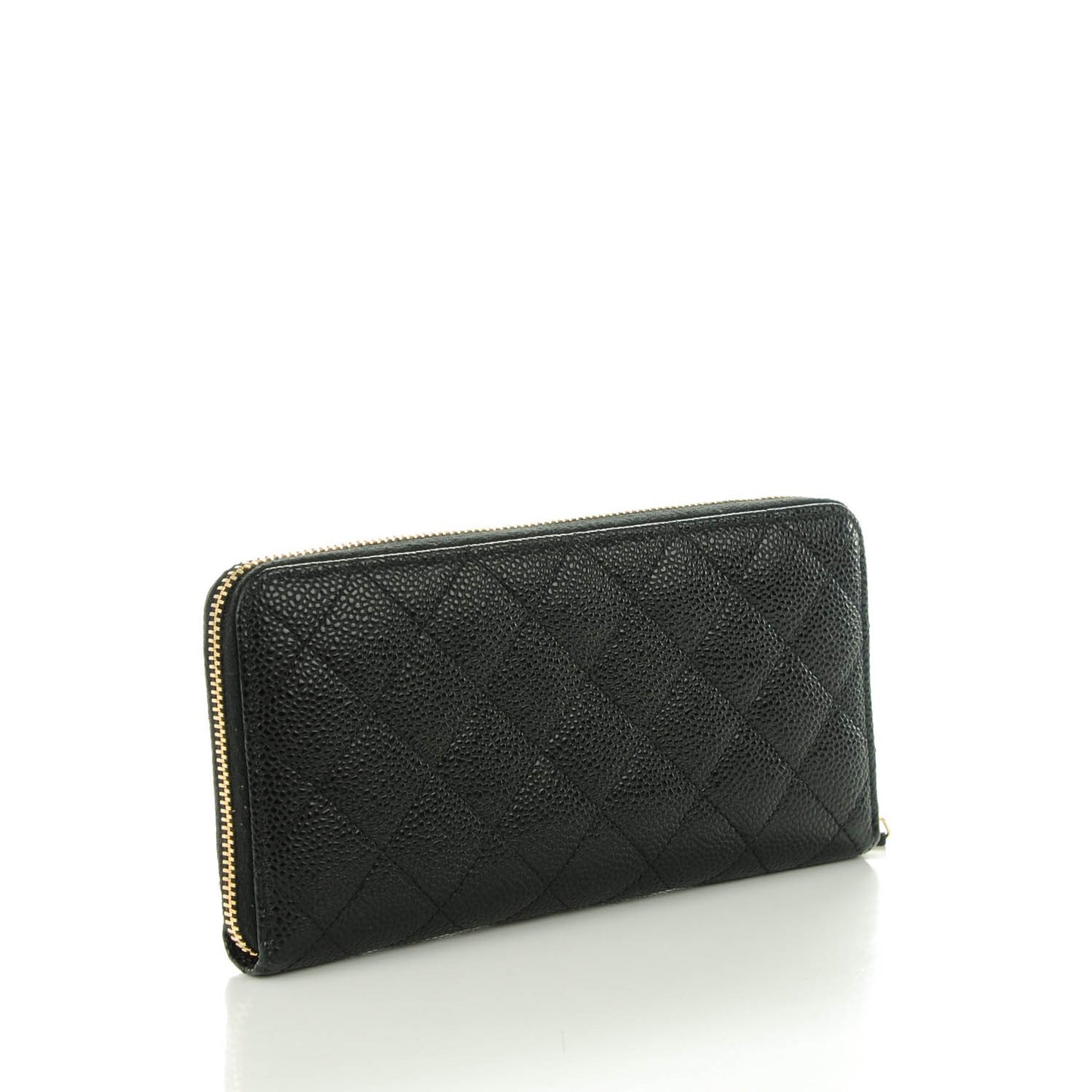 Caviar Quilted Large Gusset Zip Around Wallet Black