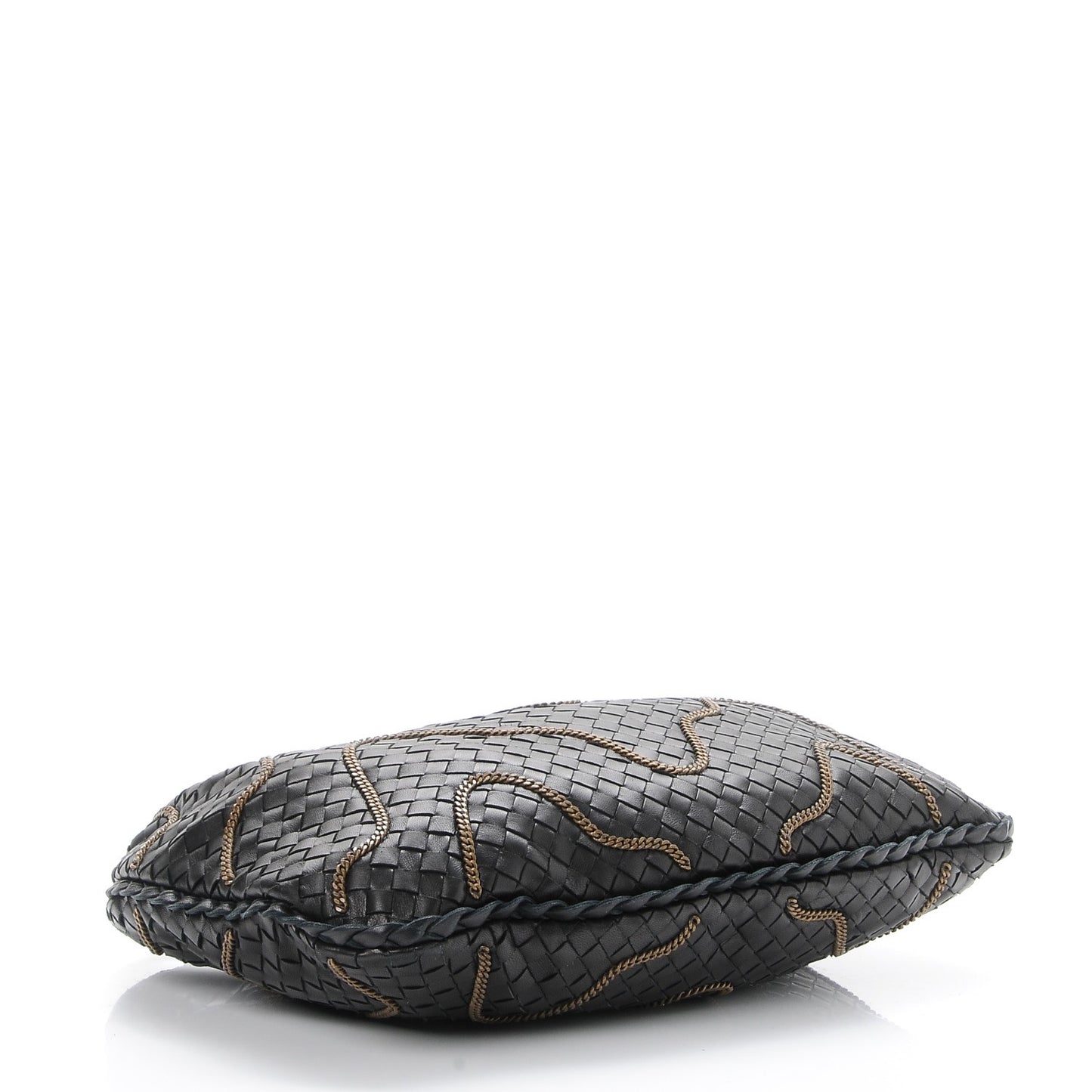 Nappa Intrecciato Medium Veneta Chain Hobo Nero Black