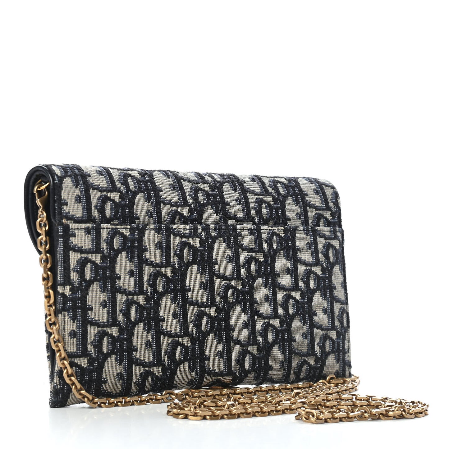 Oblique Saddle Chain Long Wallet Blue