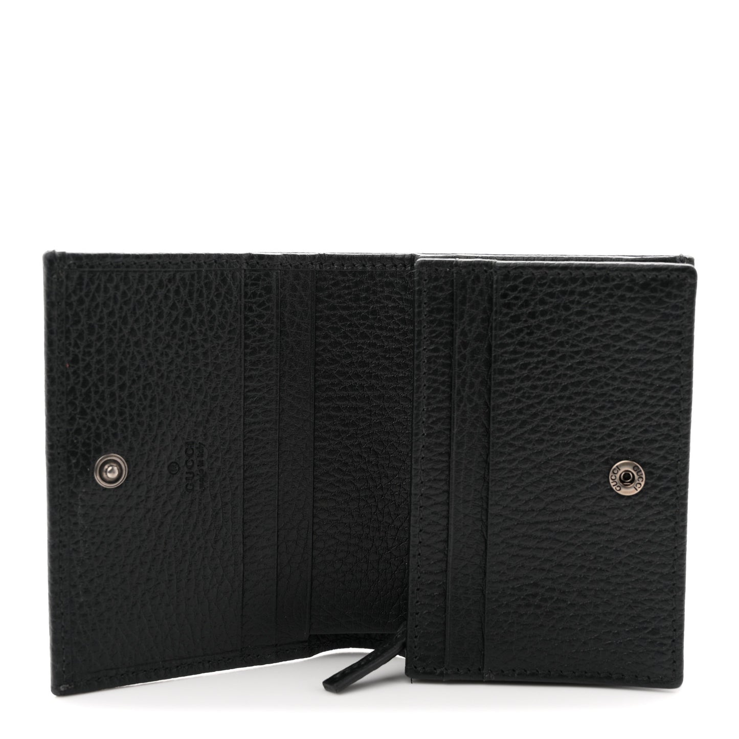 Dollar Calfskin Enamel Monochrome GG Marmont Card Case Black