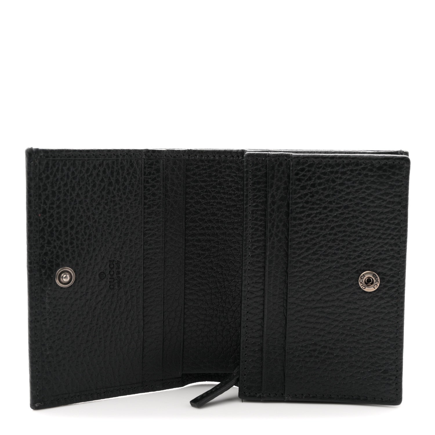 Gucci Dollar Calfskin Enamel Monochrome GG Marmont Card Case Black 5 of 7