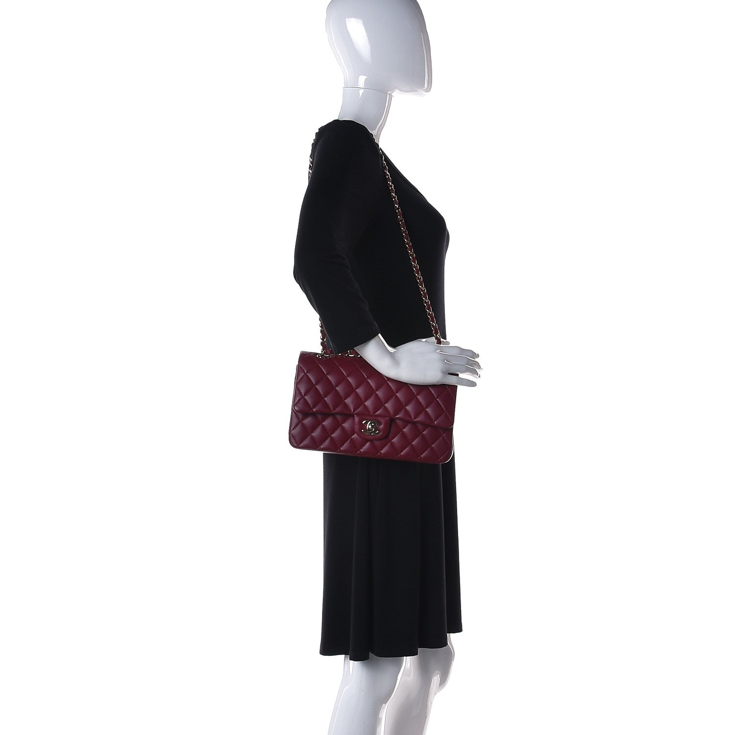 Chanel Lambskin Quilted Medium Double Flap Burgundy 2 of 9