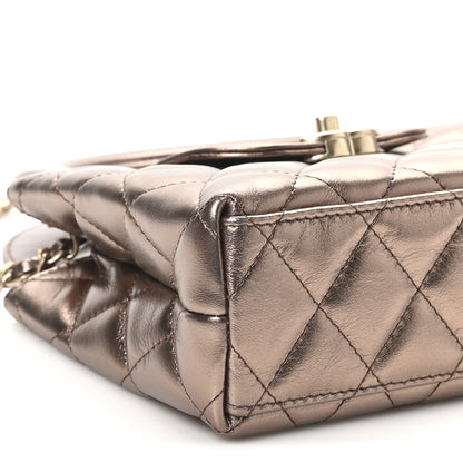 Chanel Metallic Aged Calfskin Quilted Nano Kelly Shopper Light Brown 9 of 10