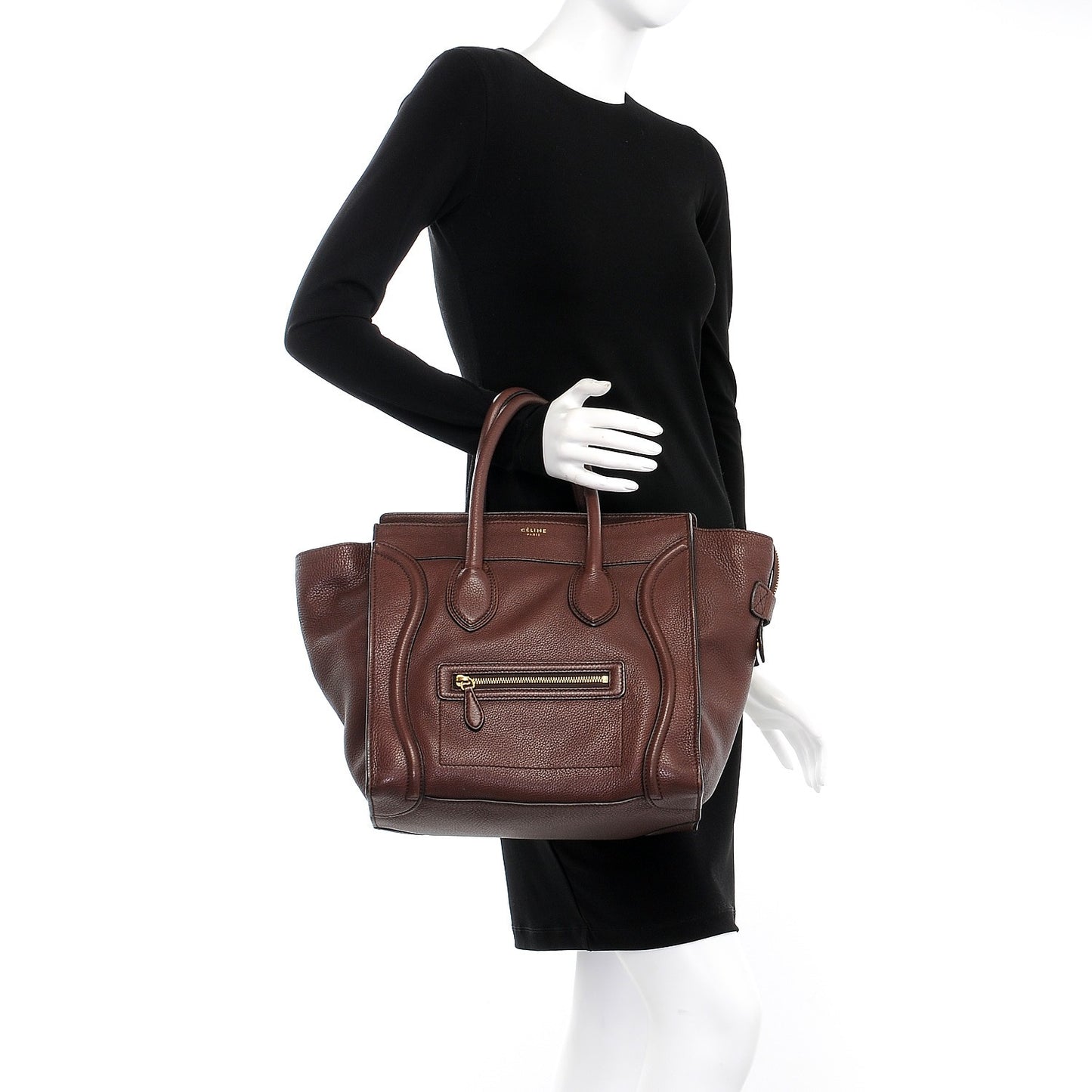Pebbled Calfskin Mini Luggage Chocolate