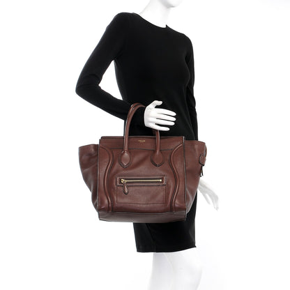Celine Pebbled Calfskin Mini Luggage Chocolate 2 of 12