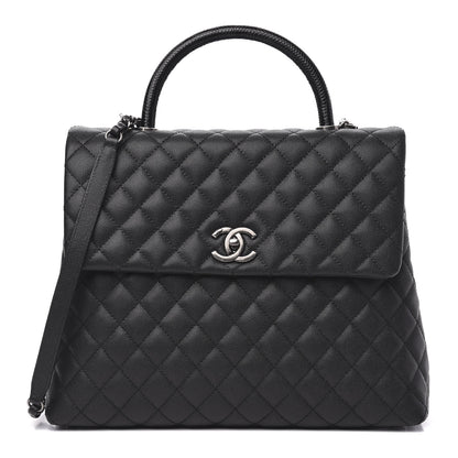 Chanel Caviar Lizard Quilted Large Coco Handle Flap Black 1 of 11