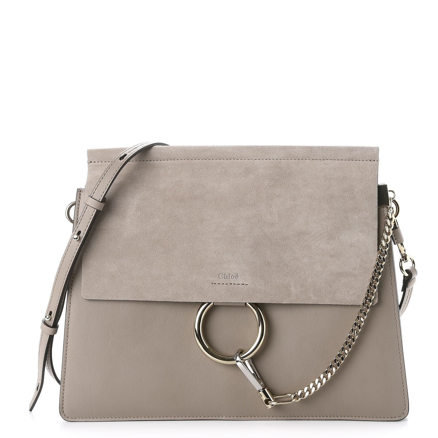 Chloe Calfskin Suede Medium Faye Shoulder Bag Motty Grey 1 of 9