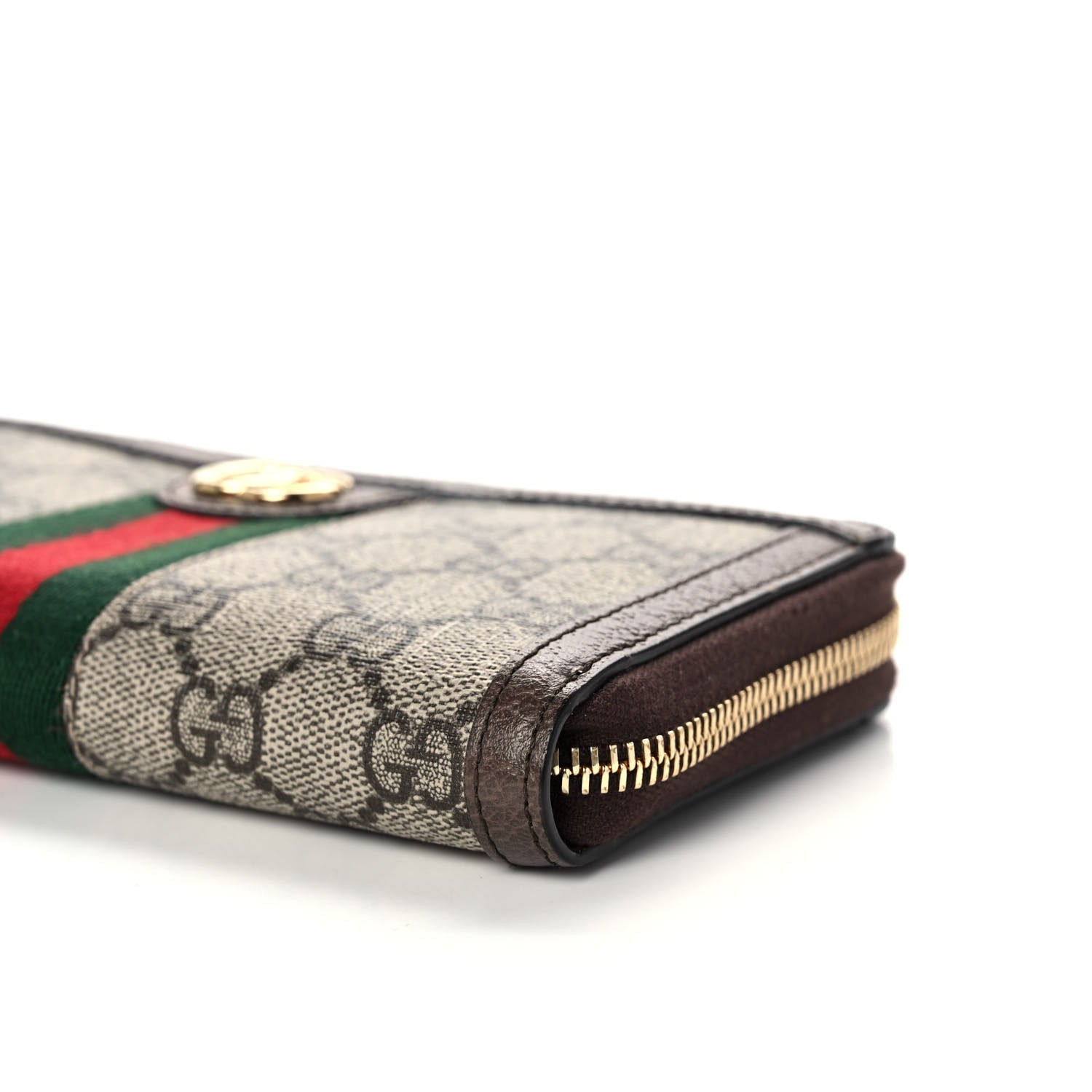 Gucci GG Supreme Monogram Web Ophidia Zip Around Wallet Brown 10 of 11