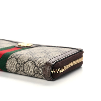 Gucci GG Supreme Monogram Web Ophidia Zip Around Wallet Brown 10 of 11