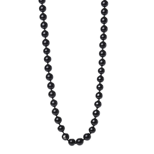 Beaded CC Long Necklace Gold Black