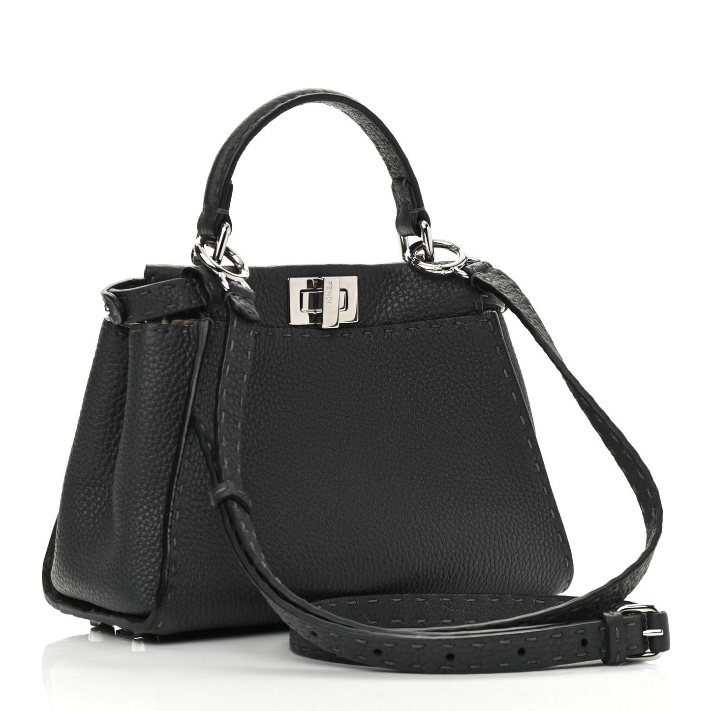 Cuoio Romano Selleria Bi-Color Mini Peekaboo Iconic Satchel Asfalto Latte